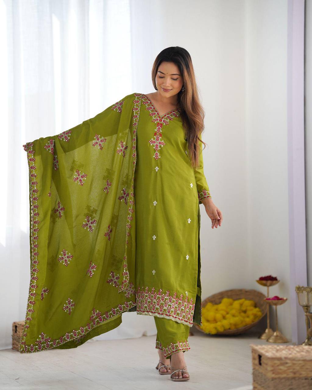 Presenting &nbsp;New Real Modeling Designer Party Wear Look Top-Bottom and Dupatta With Heavy Embroidery Work