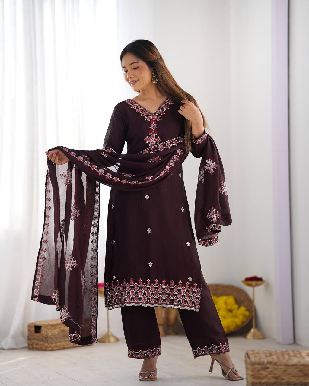 Presenting &nbsp;New Real Modeling Designer Party Wear Look Top-Bottom and Dupatta With Heavy Embroidery Work