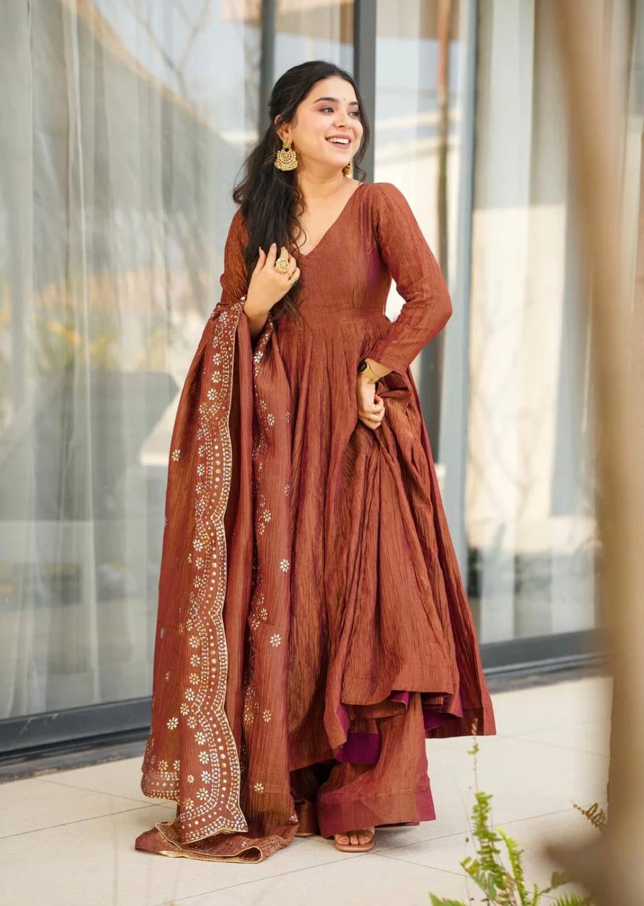 Launching Heavy Designer Party Wear Look Gown-Dupatta in Heavy Embroidery Sequence Work
