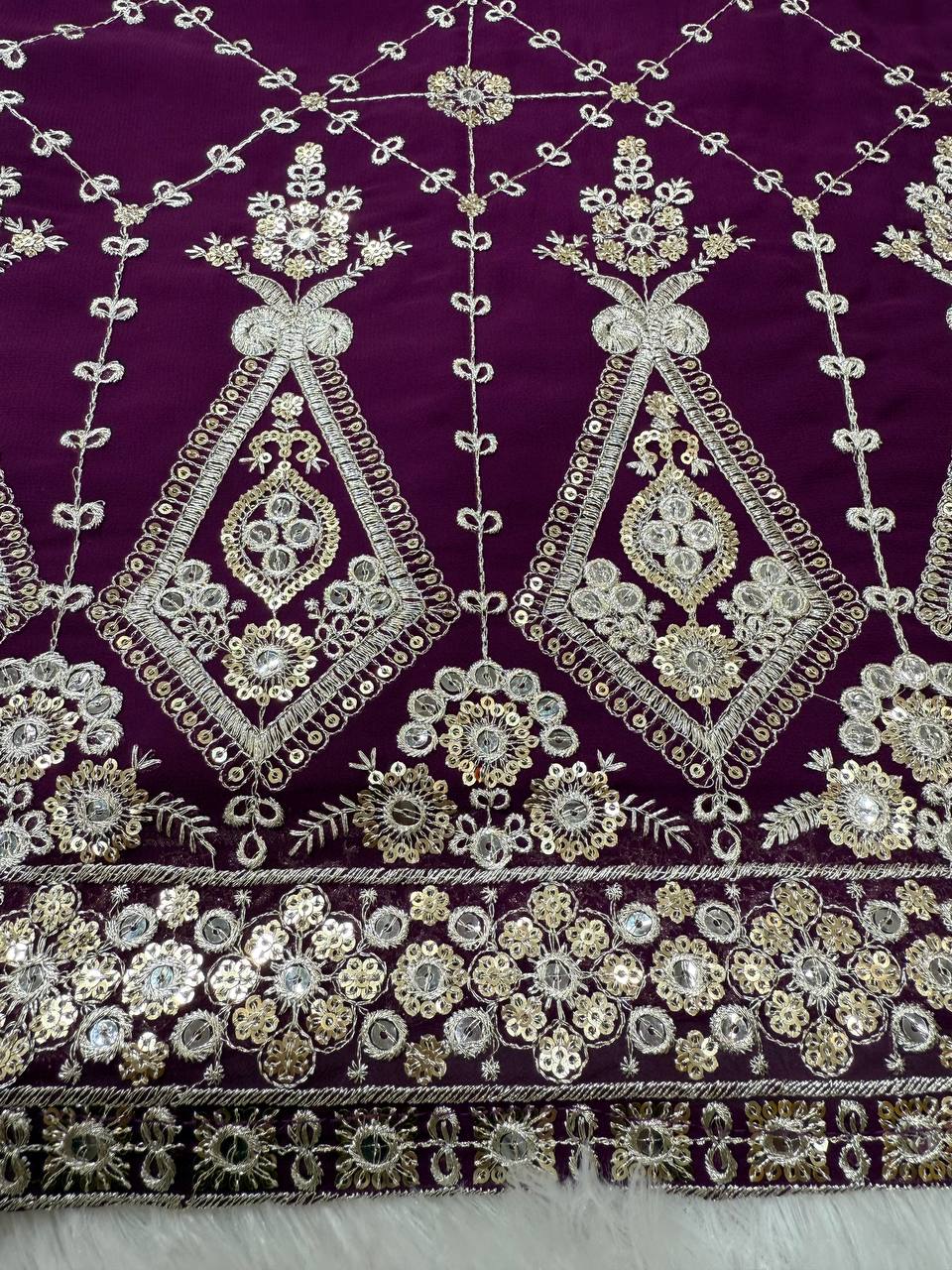 Midnight Elegance Embroidered Sharara Set