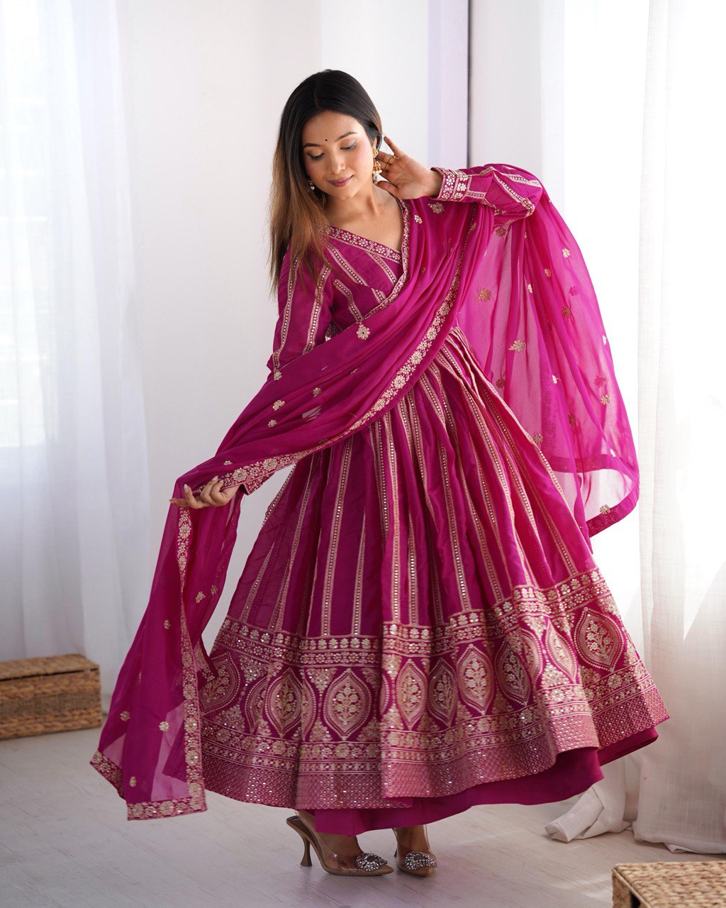 Embroidered Anarkali Suit with Dupatta