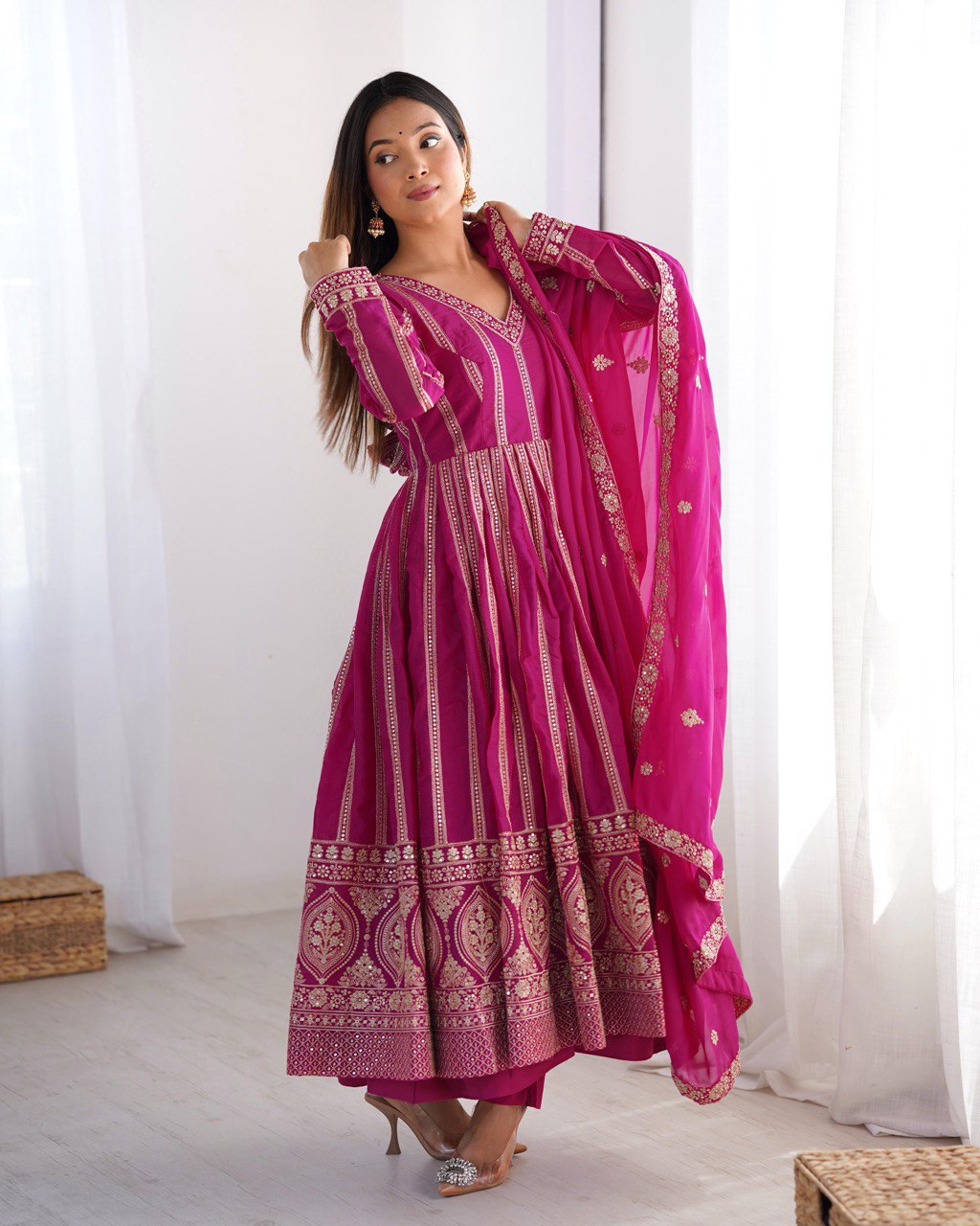 Embroidered Anarkali Suit with Dupatta