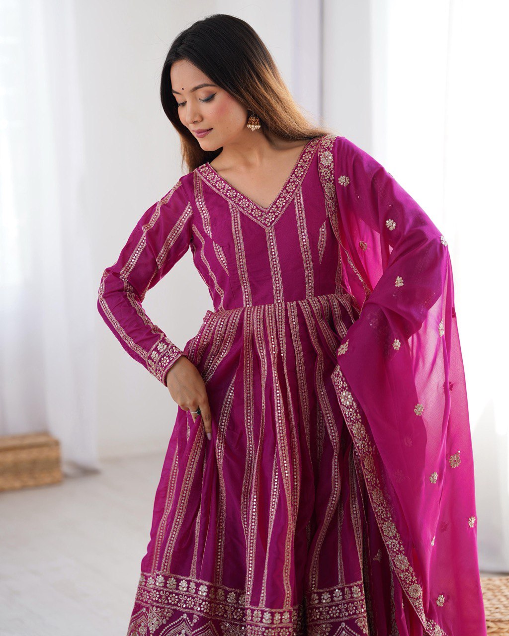 Embroidered Anarkali Suit with Dupatta
