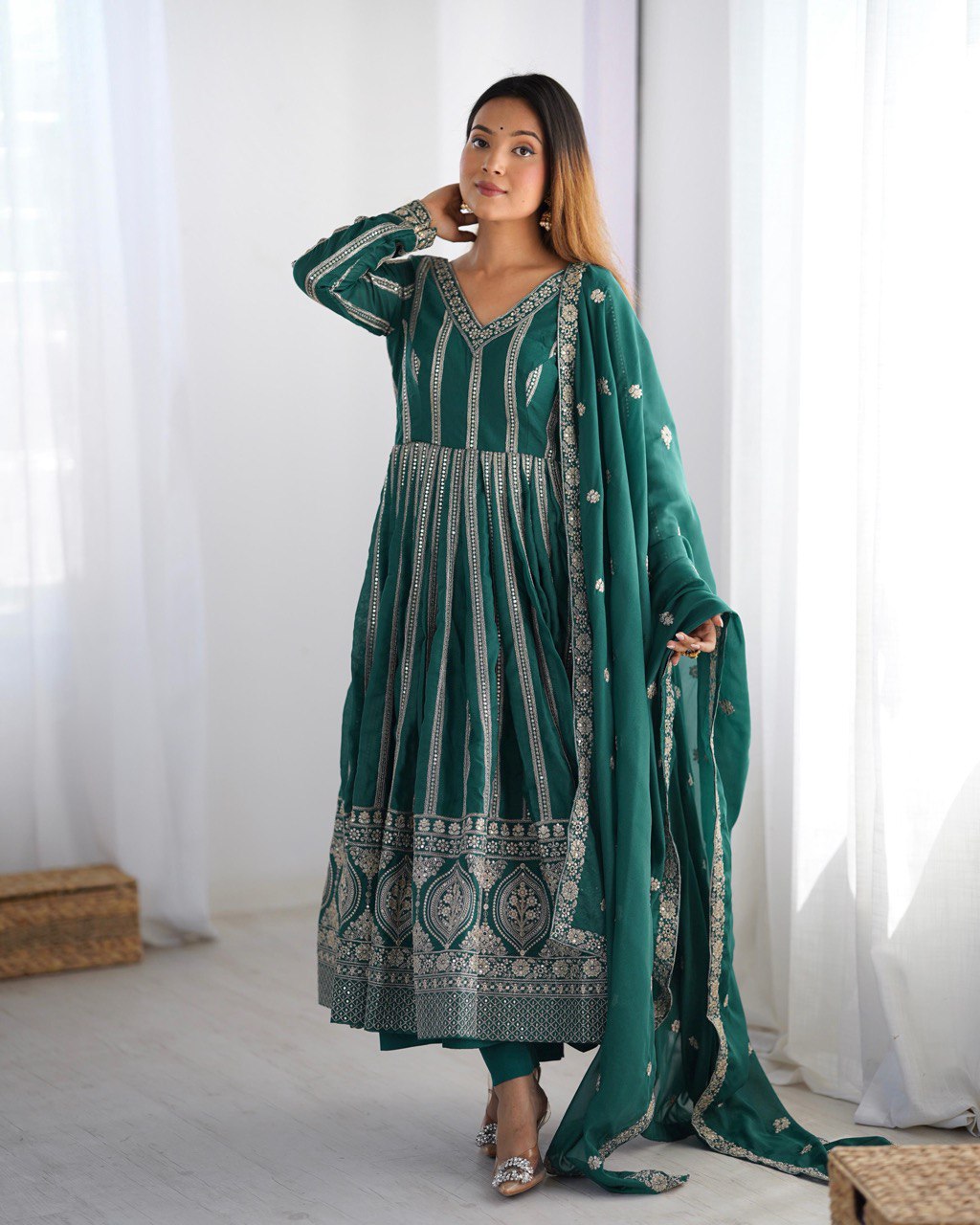 Embroidered Anarkali Suit with Dupatta