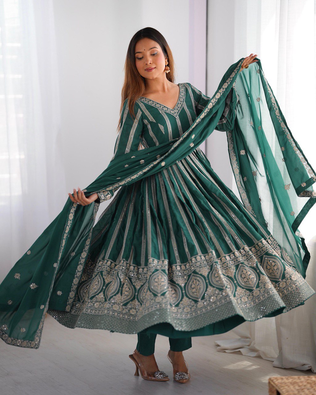 Embroidered Anarkali Suit with Dupatta