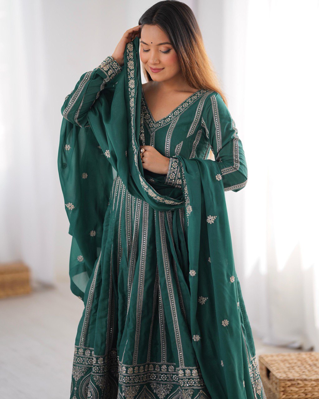Embroidered Anarkali Suit with Dupatta