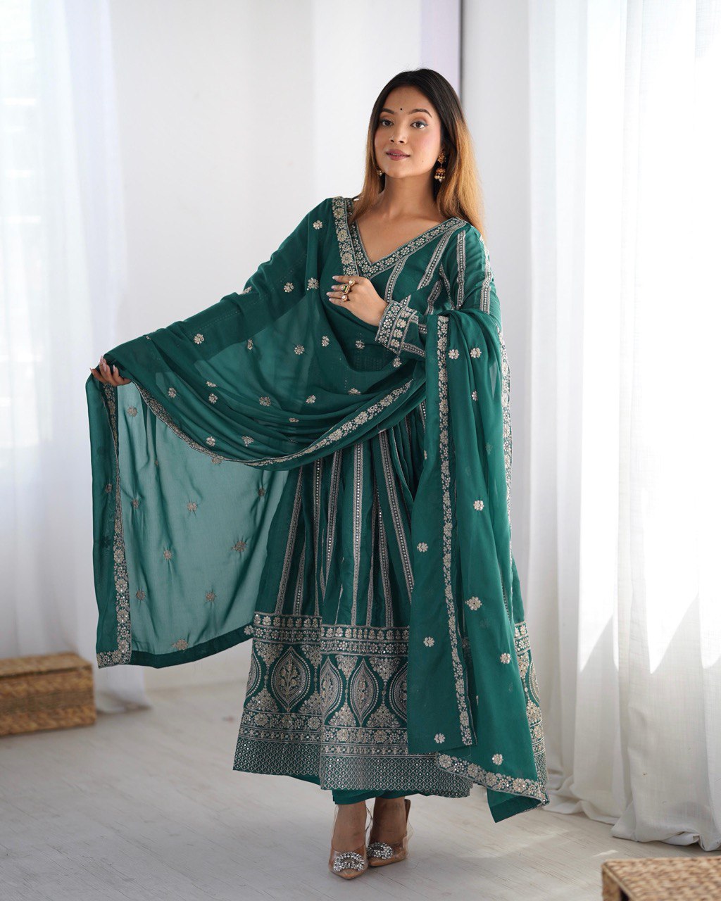 Embroidered Anarkali Suit with Dupatta