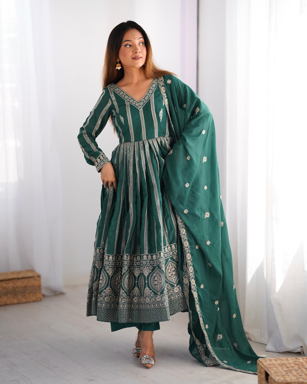 Embroidered Anarkali Suit with Dupatta