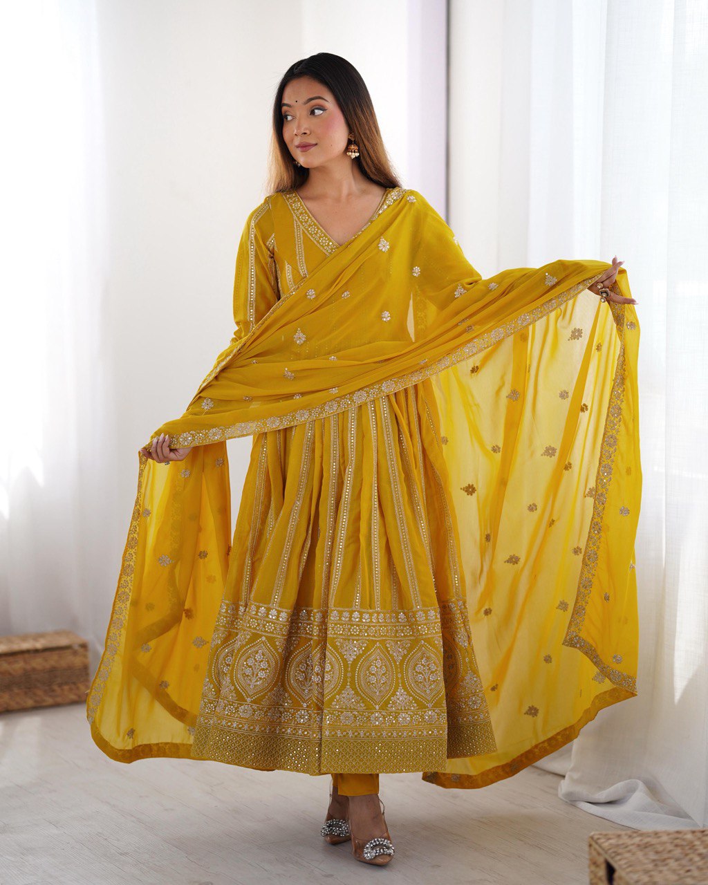 Embroidered Anarkali Suit with Dupatta