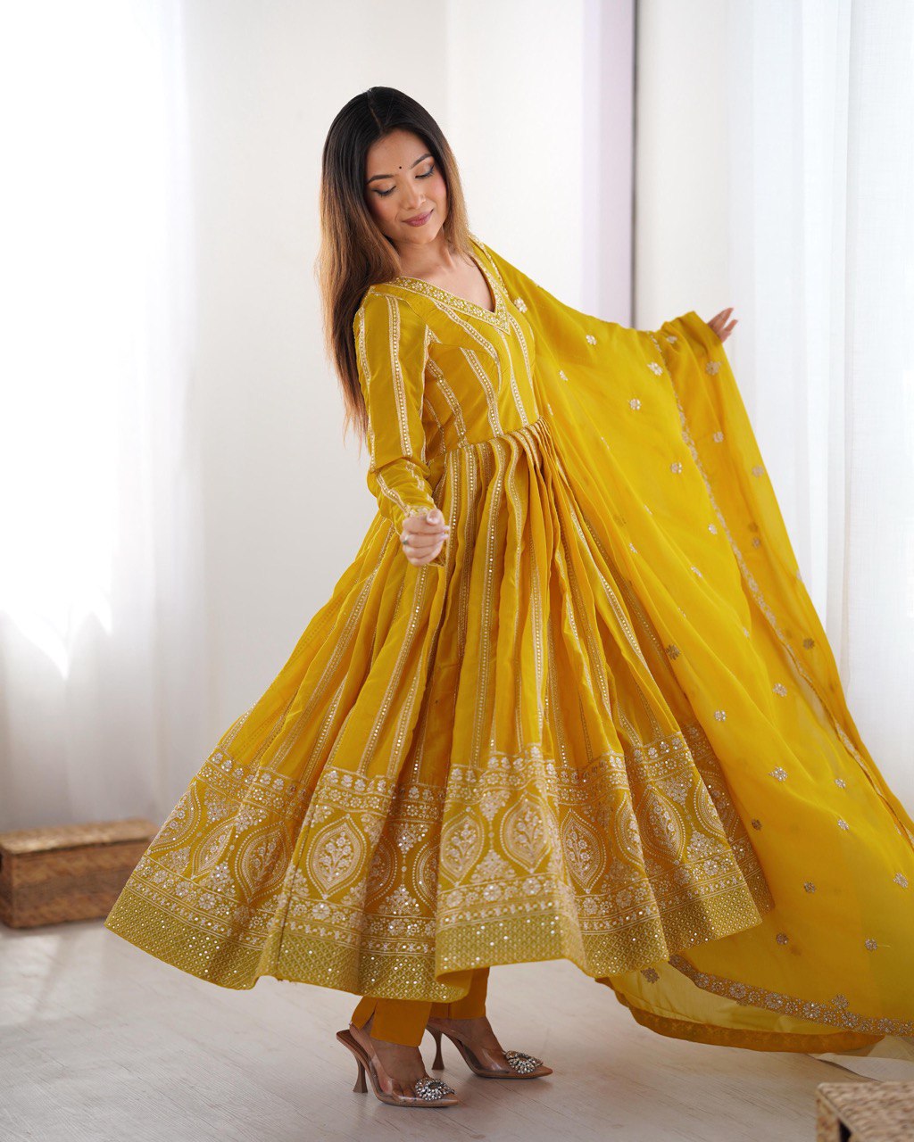 Embroidered Anarkali Suit with Dupatta