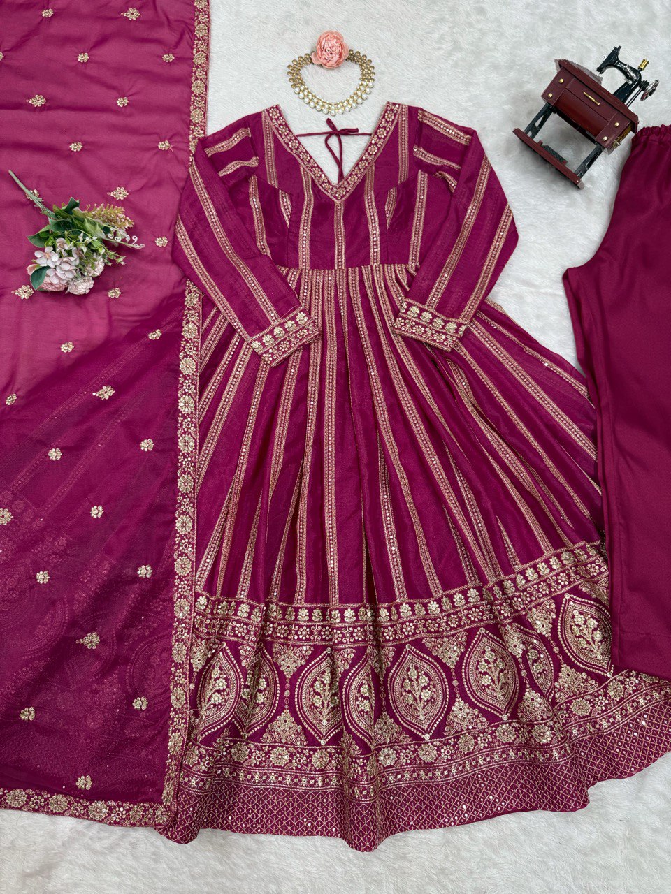 Embroidered Anarkali Suit with Dupatta