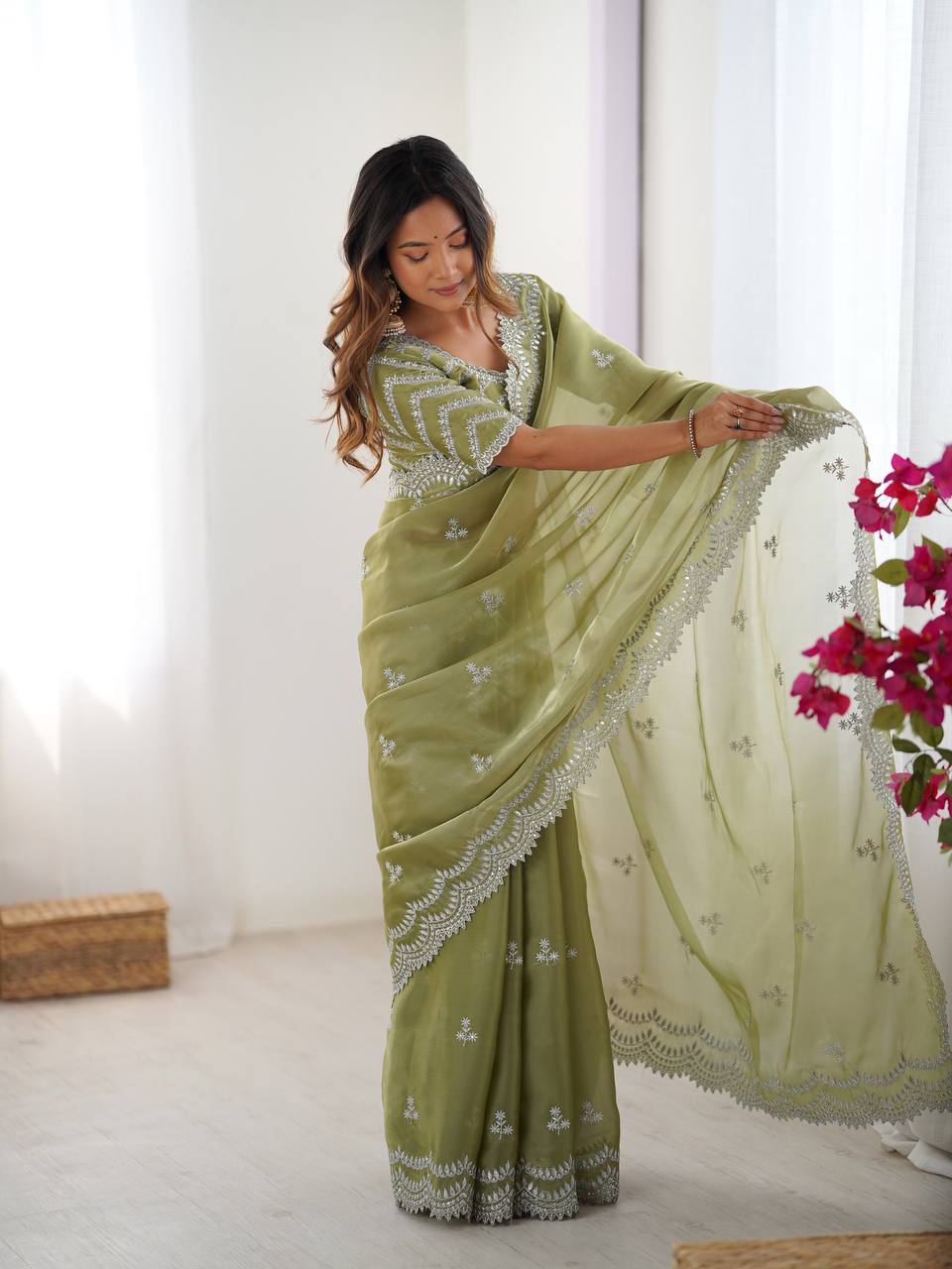 Embroidered Jimmy Chu Saree