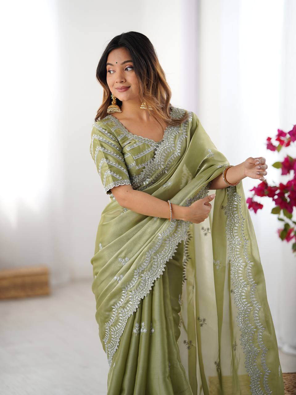 Embroidered Jimmy Chu Saree