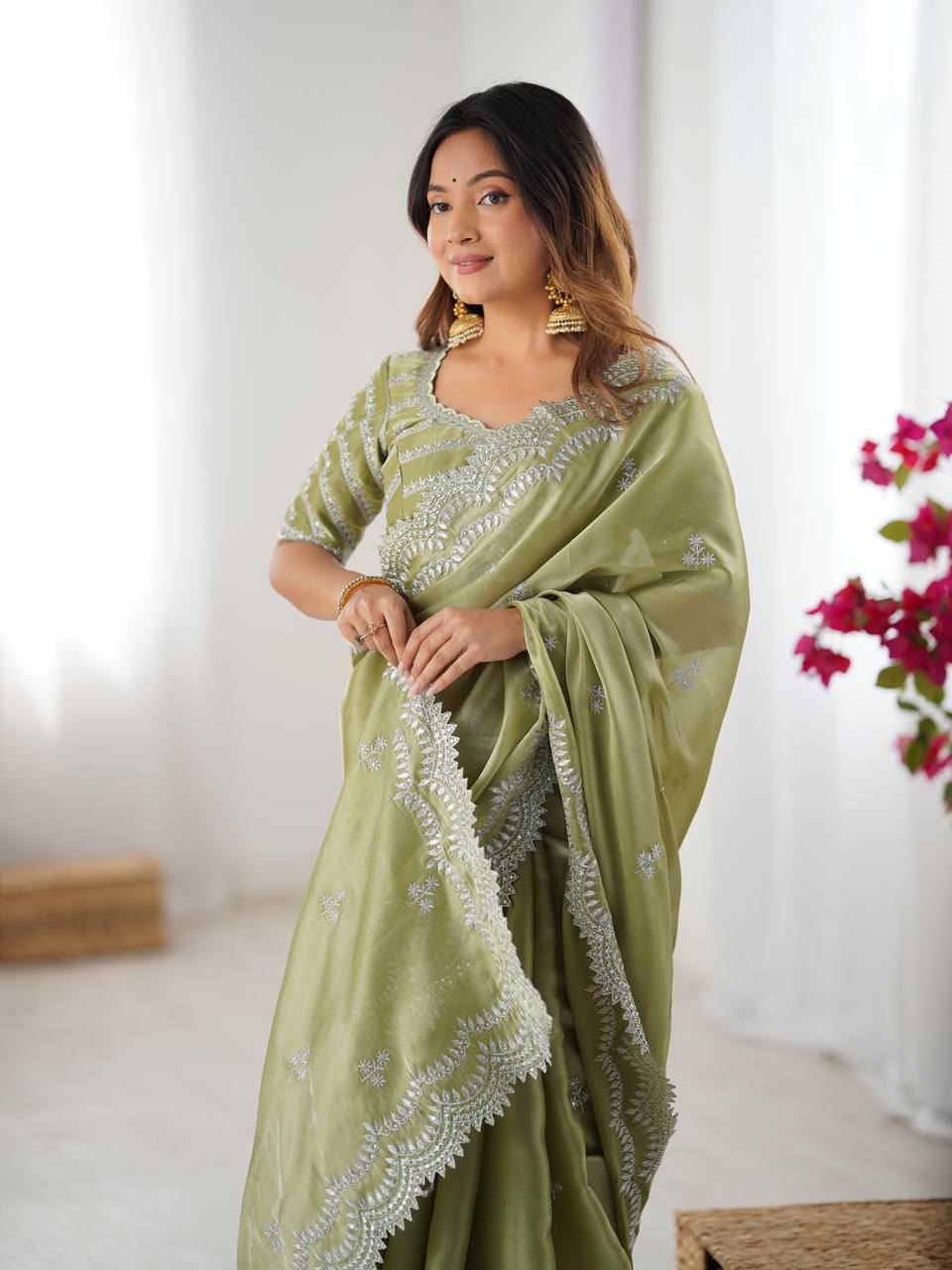Embroidered Jimmy Chu Saree