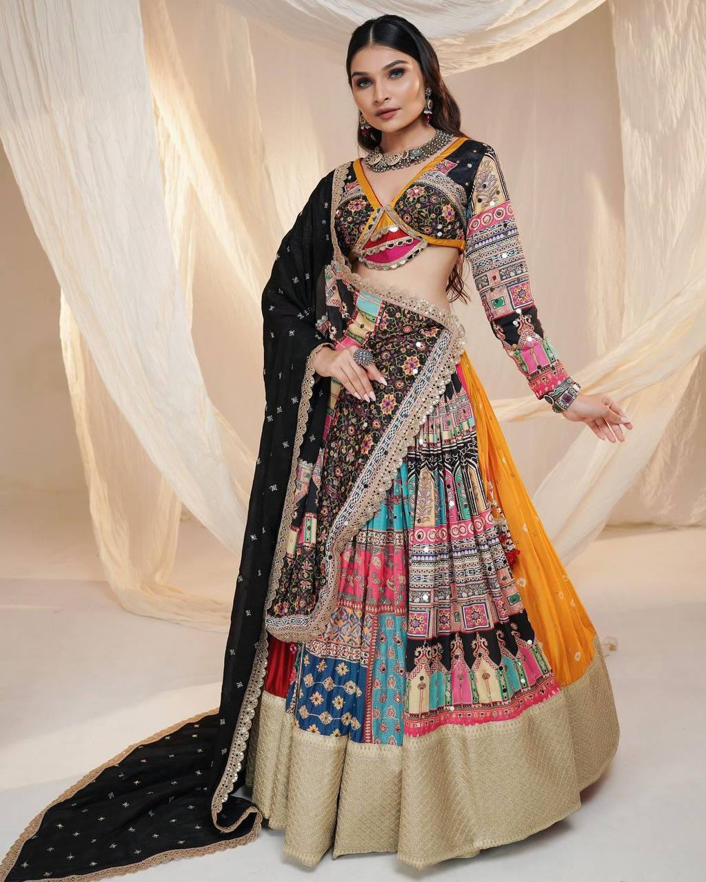 NEW NAVRATRI SPECIAL DESIGNER PRINTED LAHENGA CHOLI