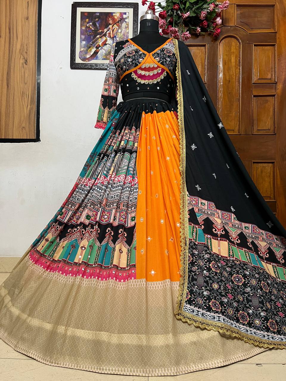 NEW NAVRATRI SPECIAL DESIGNER PRINTED LAHENGA CHOLI