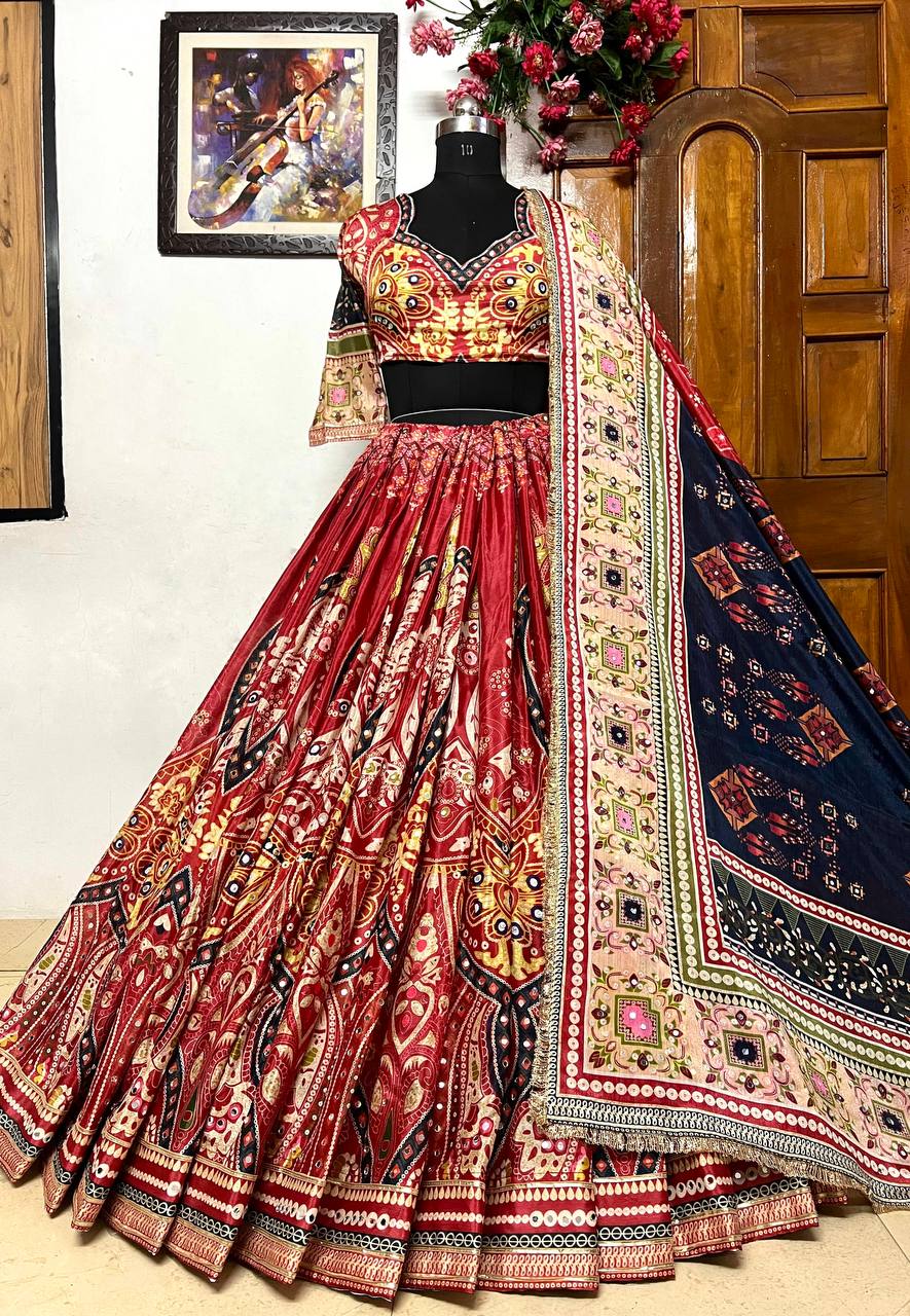 NEW NAVRATRI SPECIAL DESIGNER PRINTED LAHENGA CHOLI