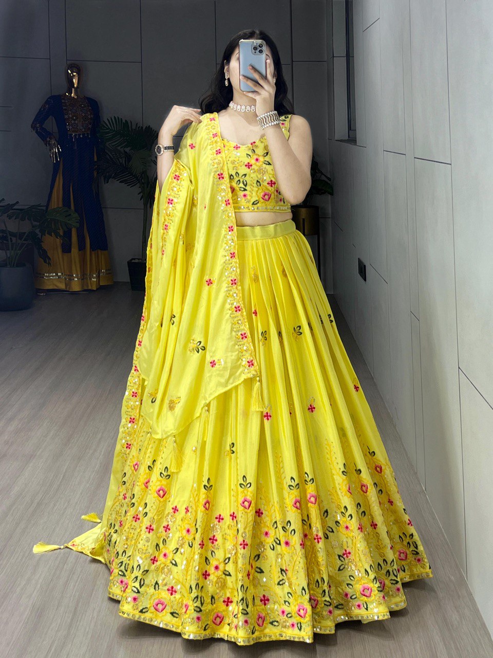 Classical Yellow Embroidery Lehenga Collection