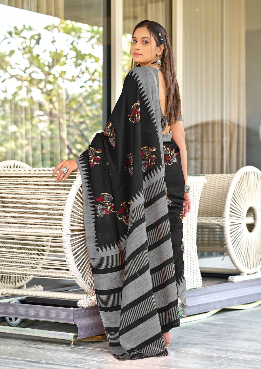 Premium Kalmkari Cotton Saree In Affordable Rate