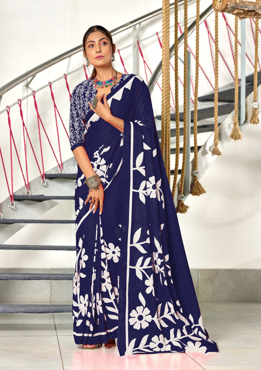 HAND BLOCK PRINT MULMUL COTTON SAREES