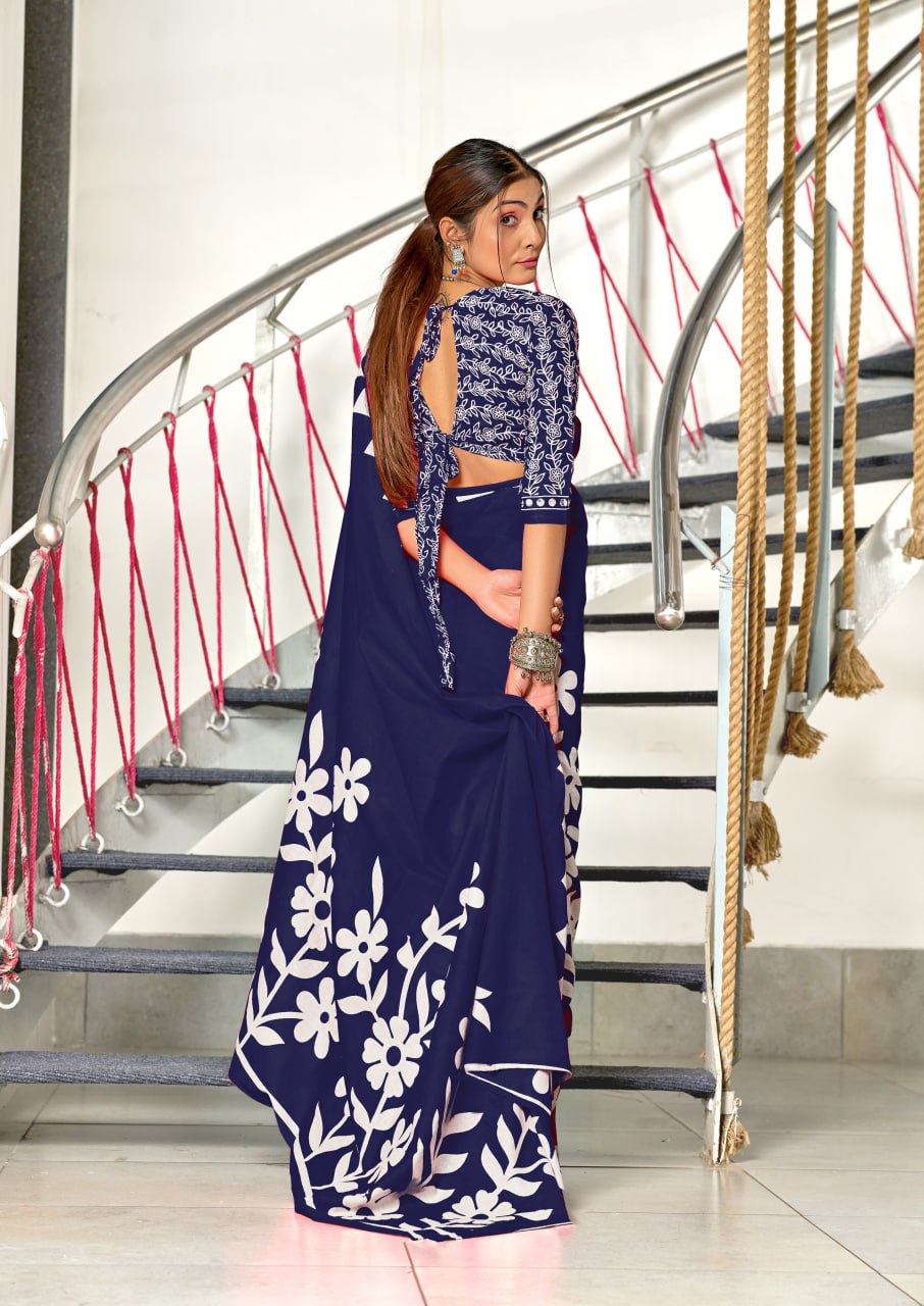 HAND BLOCK PRINT MULMUL COTTON SAREES