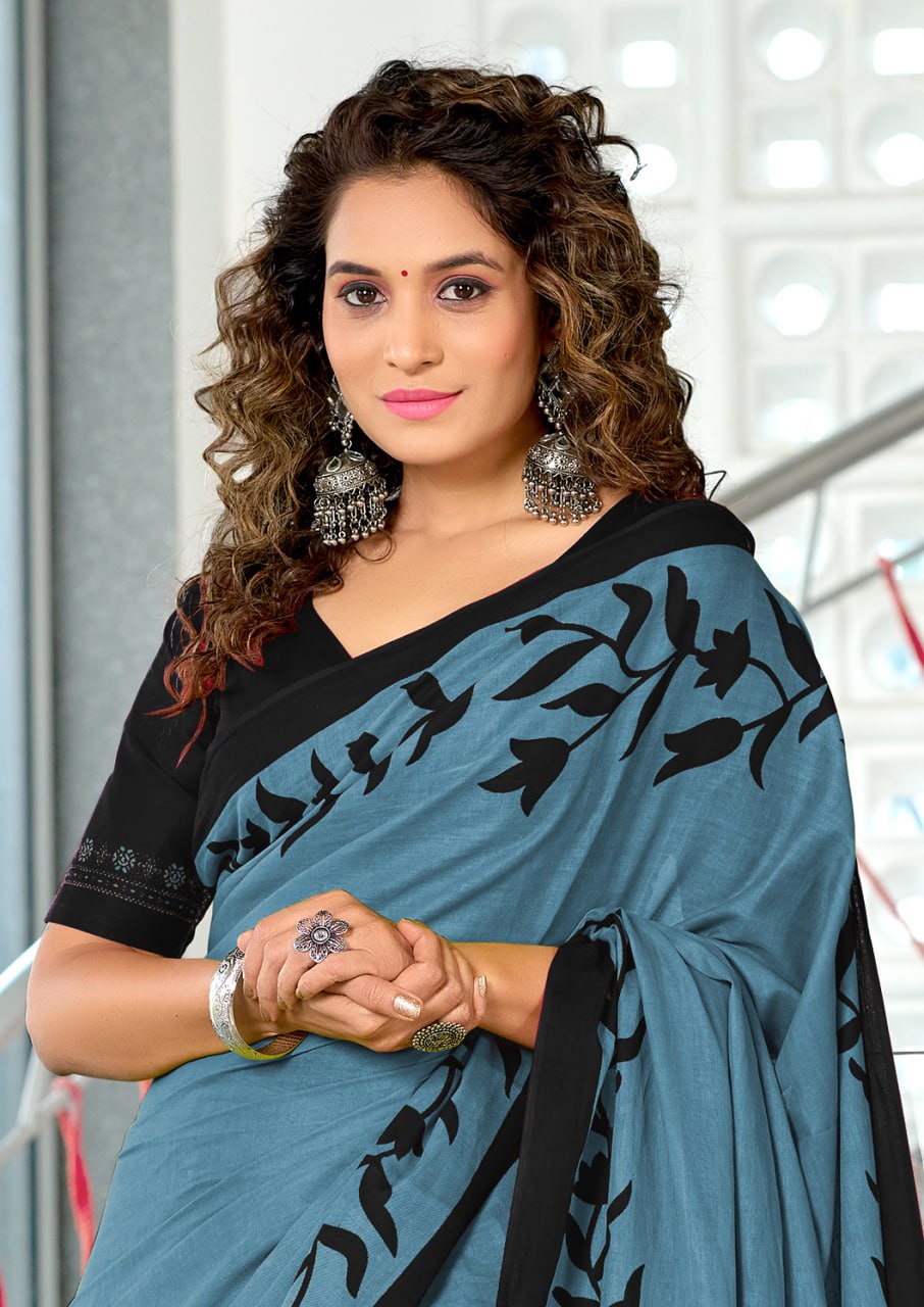 HAND BLOCK PRINT MULMUL COTTON SAREES