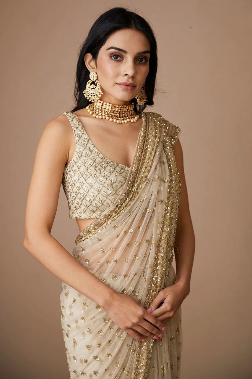 Designer Saree on Soft Butterfly Net