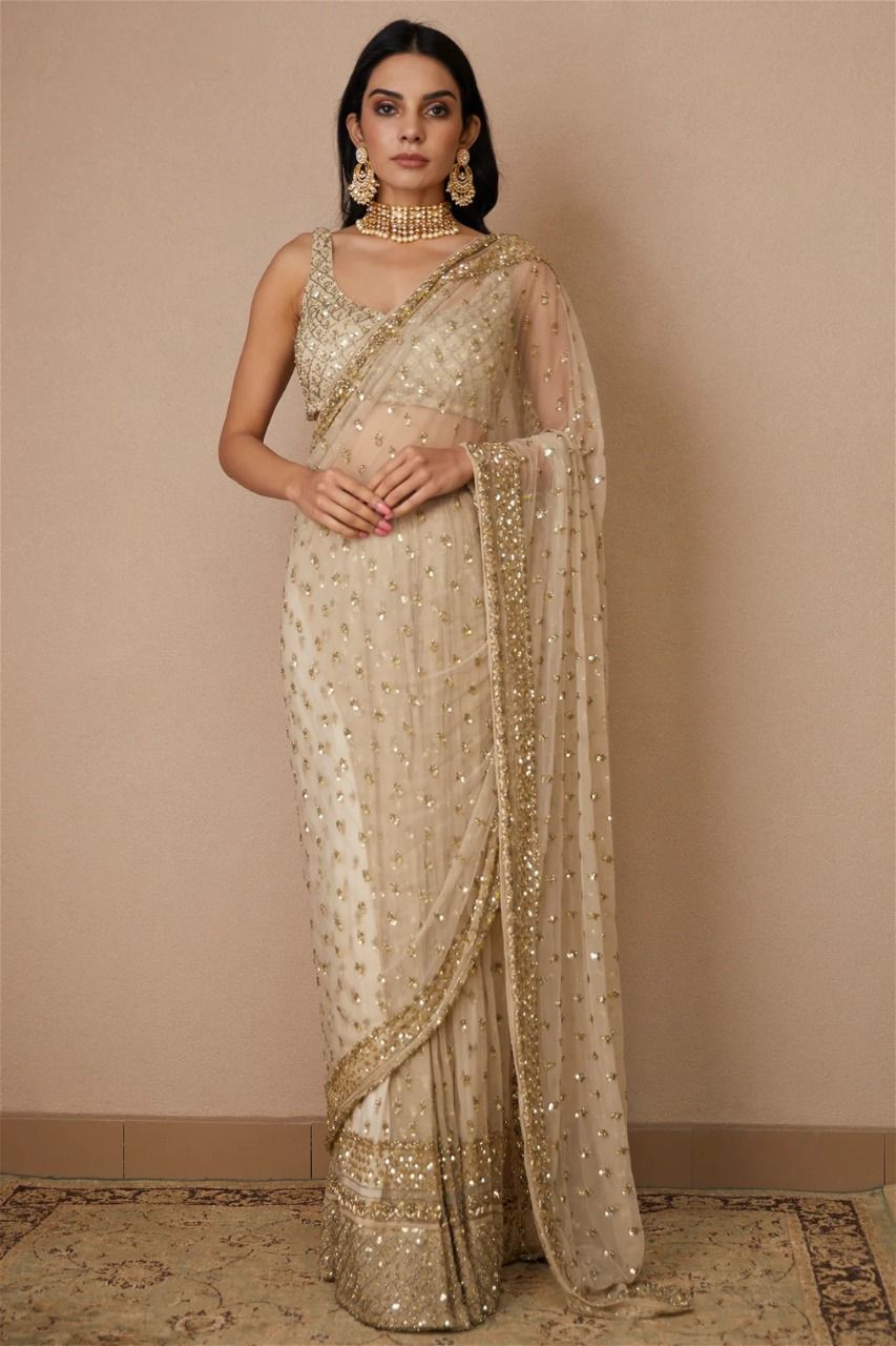 Designer Saree on Soft Butterfly Net