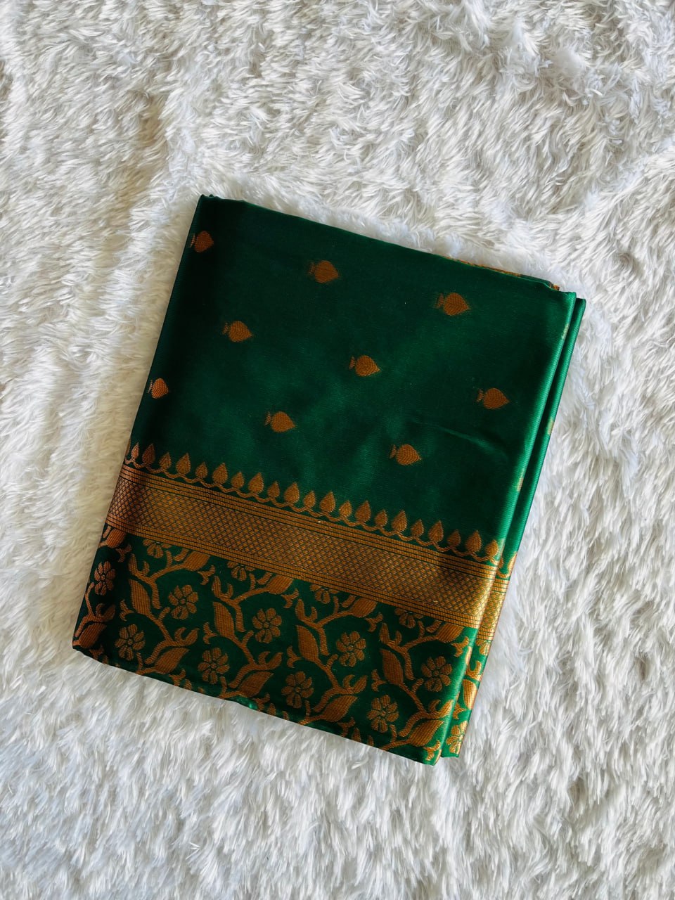 Banarasi Silk Saree with Gold Zari Weaving and Traditional Motifs