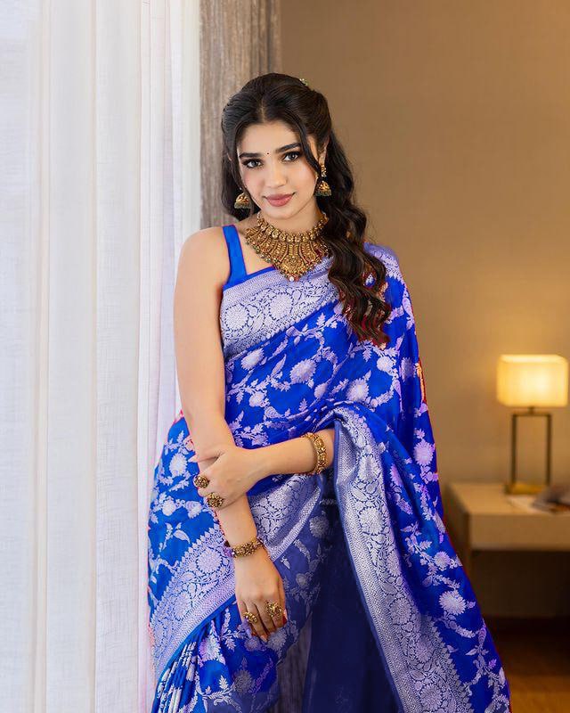 Silk Saree with Traditional Ikat Print and Rich Zari Border