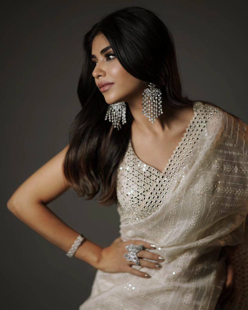 Pure Organza Saree with All-Over Thread & Siroski Work