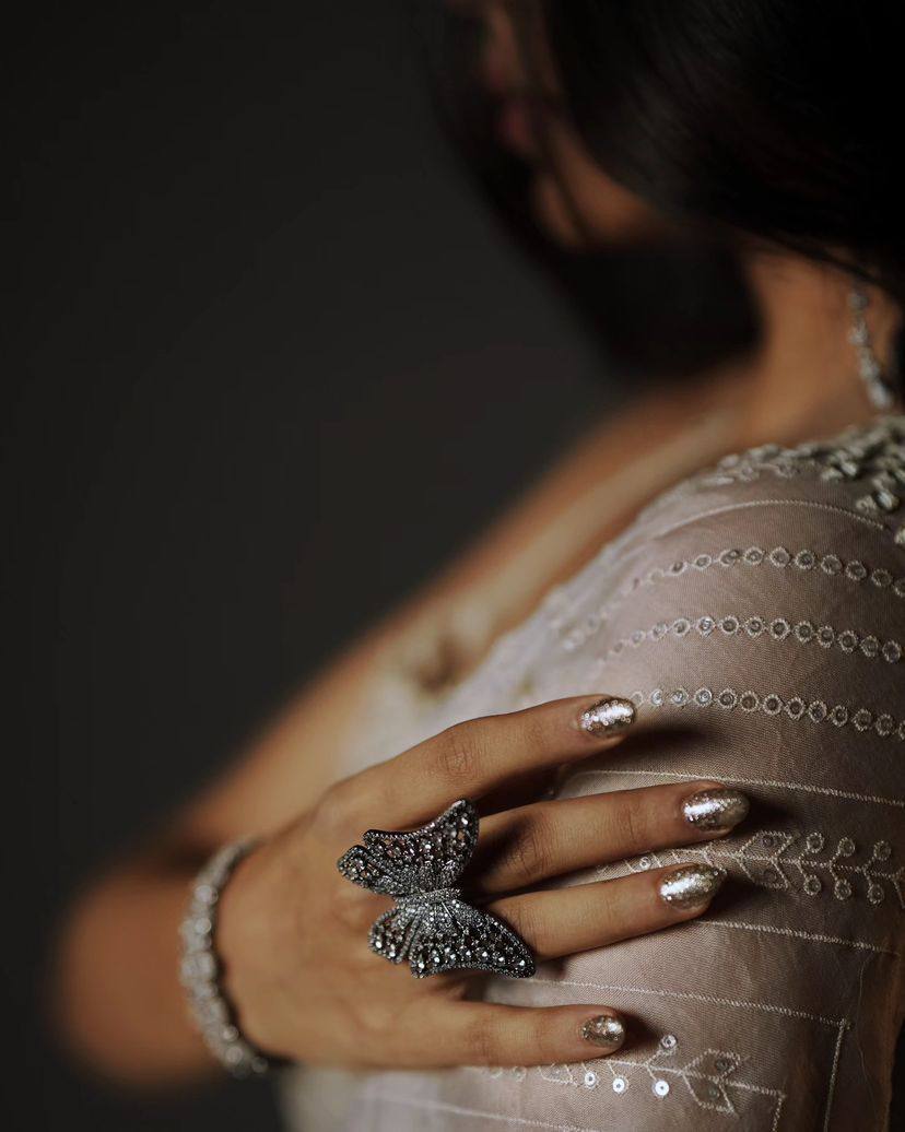 Pure Organza Saree with All-Over Thread & Siroski Work