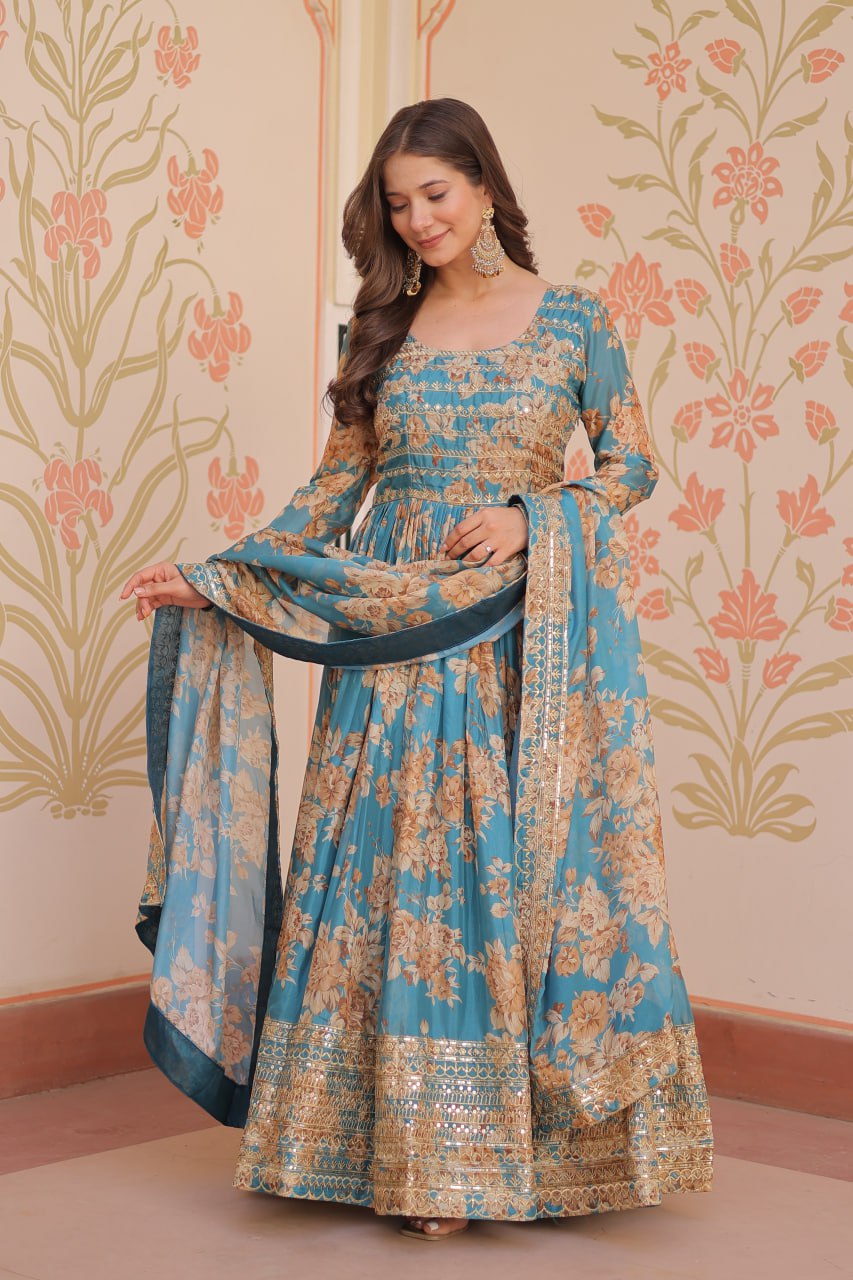 Premium Designer Readymade Gown-Dupatta Collections