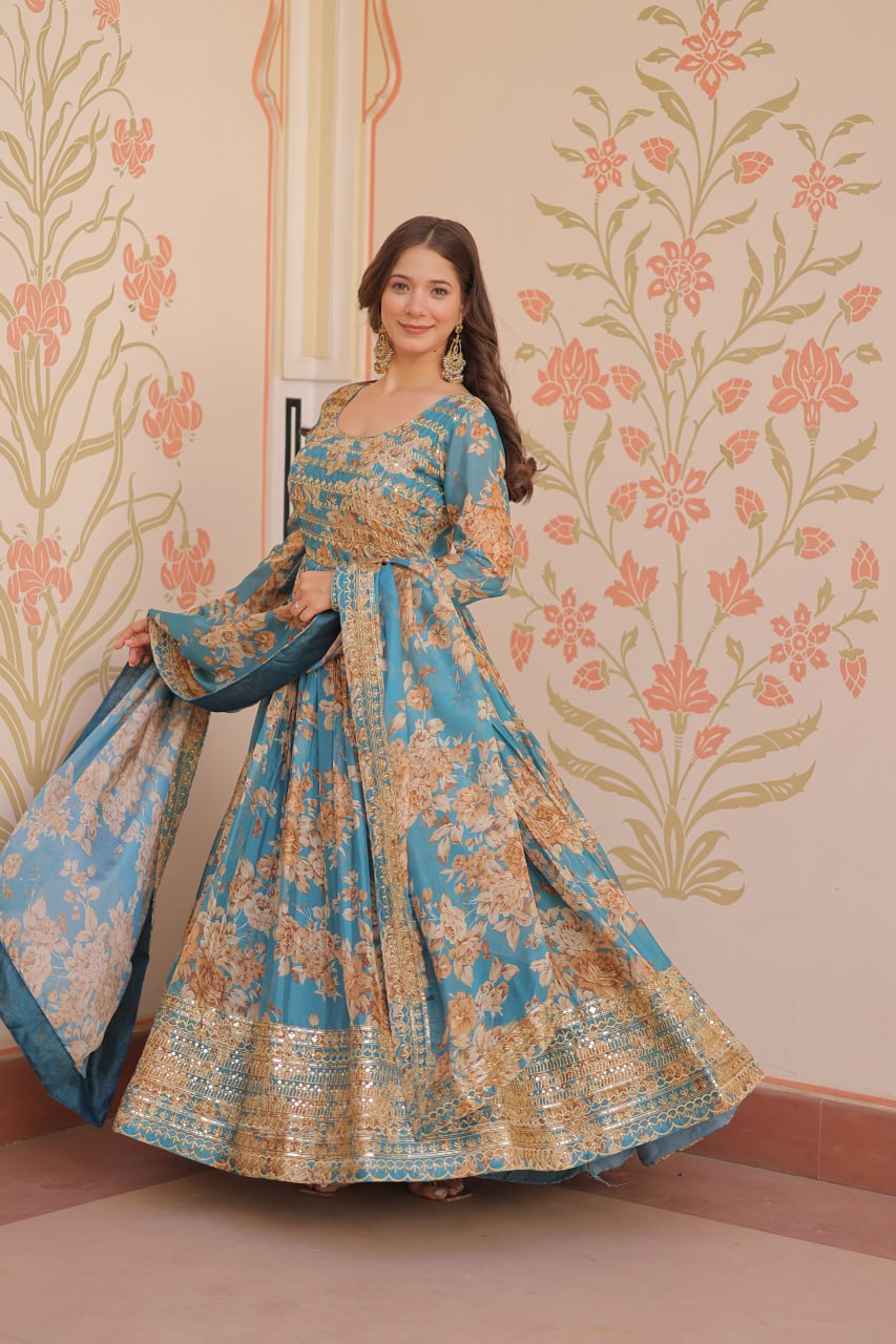 Premium Designer Readymade Gown-Dupatta Collections