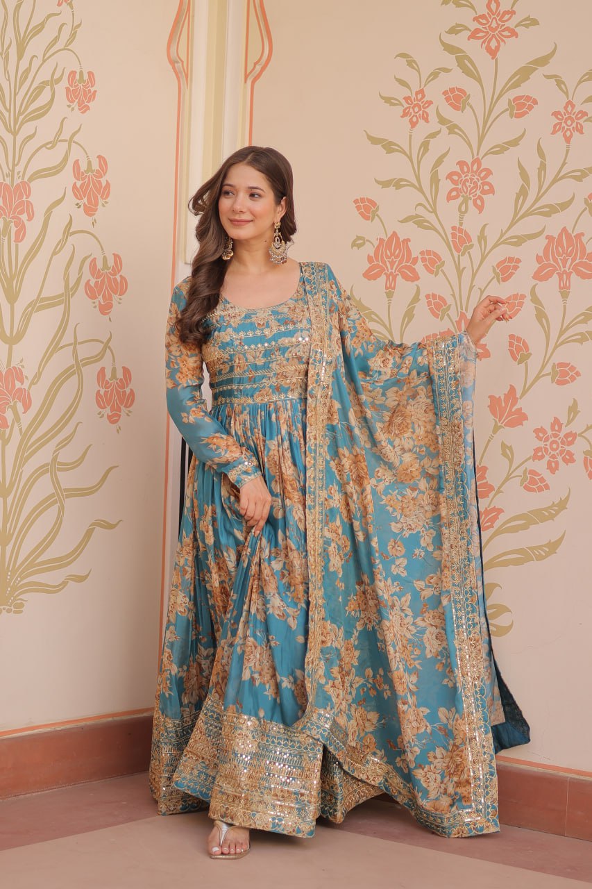 Premium Designer Readymade Gown-Dupatta Collections
