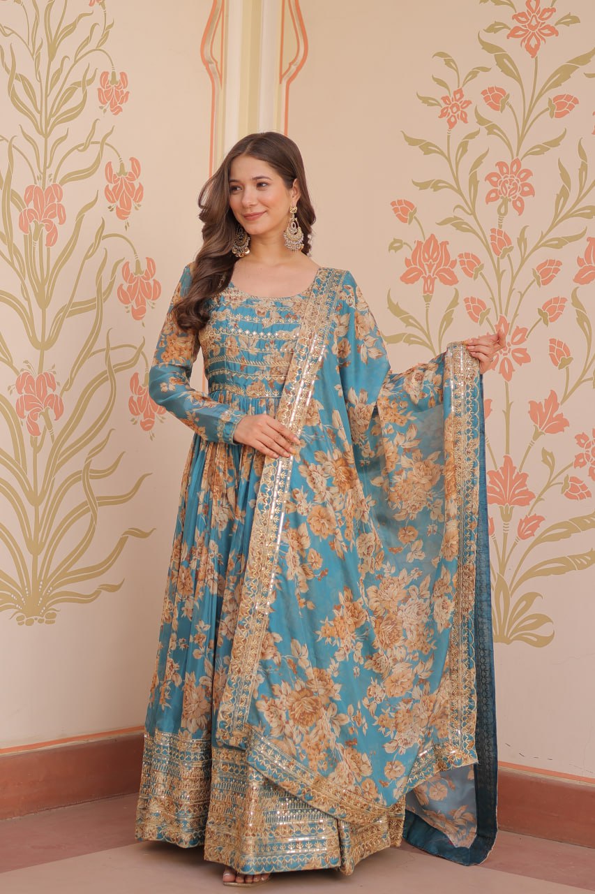 Premium Designer Readymade Gown-Dupatta Collections