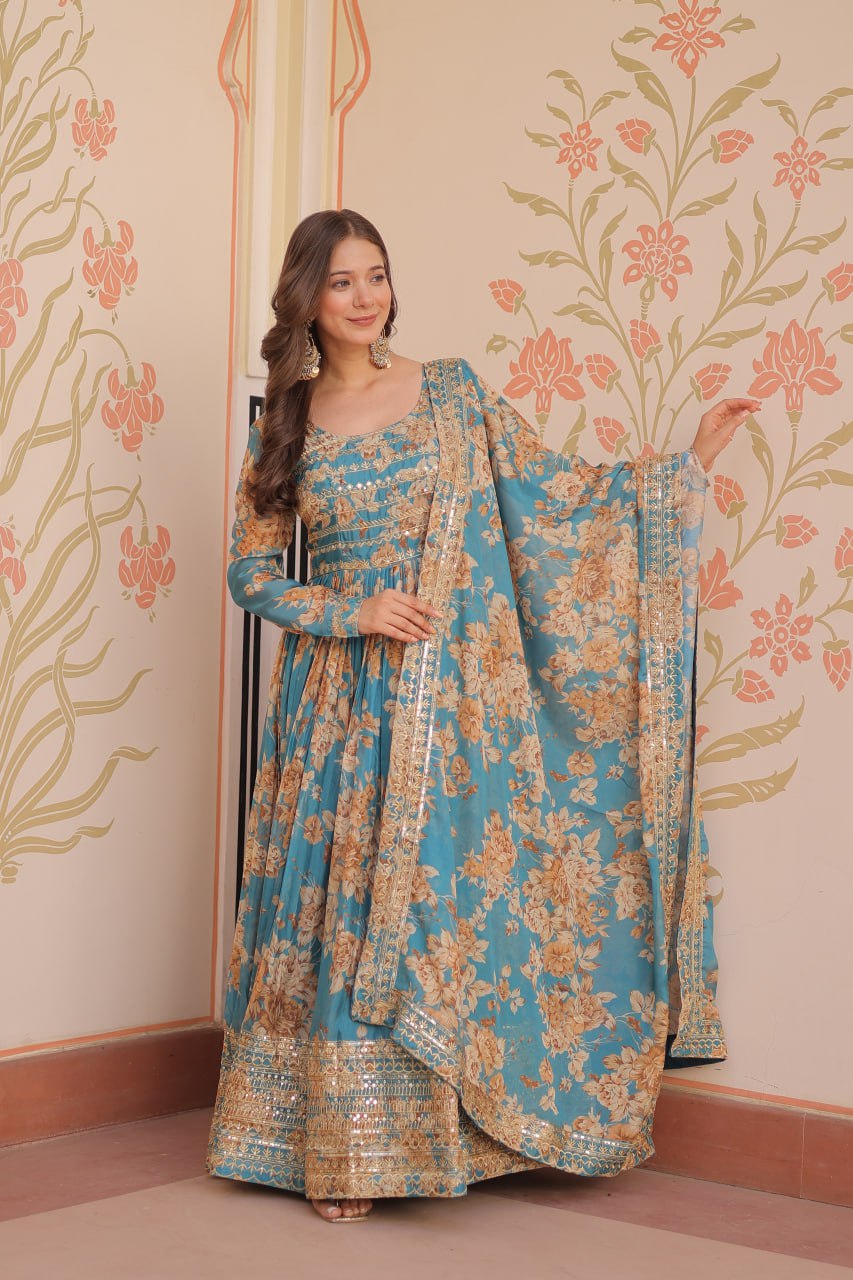 Premium Designer Readymade Gown-Dupatta Collections