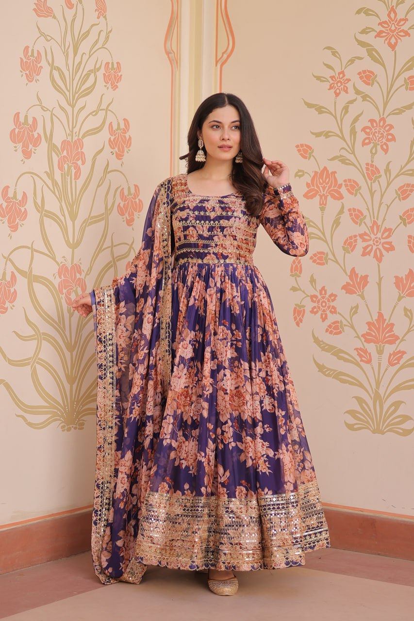 Premium Designer Readymade Gown-Dupatta Collections