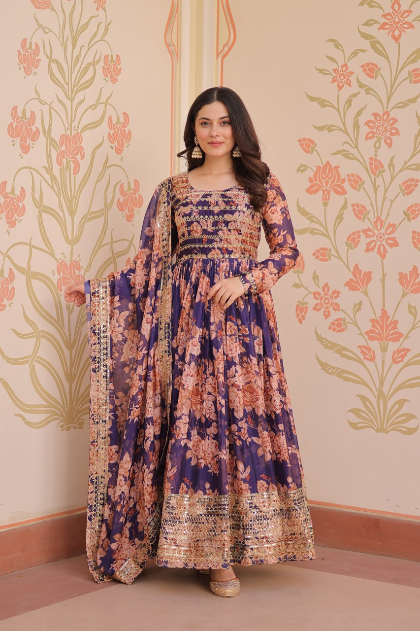 Premium Designer Readymade Gown-Dupatta Collections