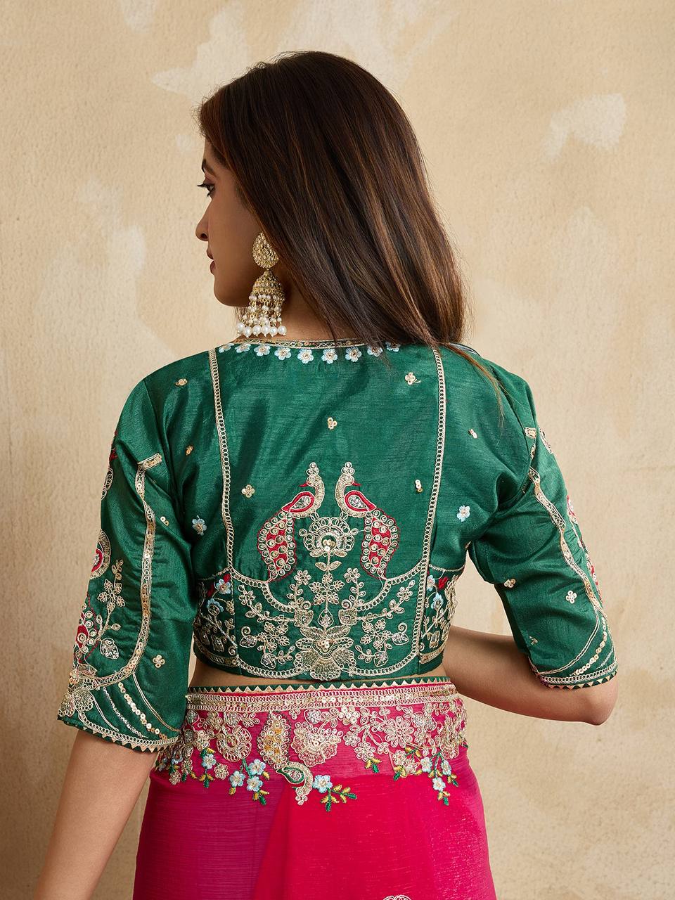 Premium Embroidered Saree for Wedding in Fendy Chiffon Silk