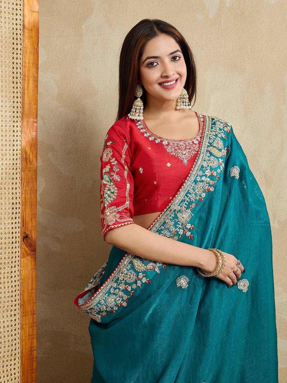 Premium Embroidered Saree for Wedding in Fendy Chiffon Silk