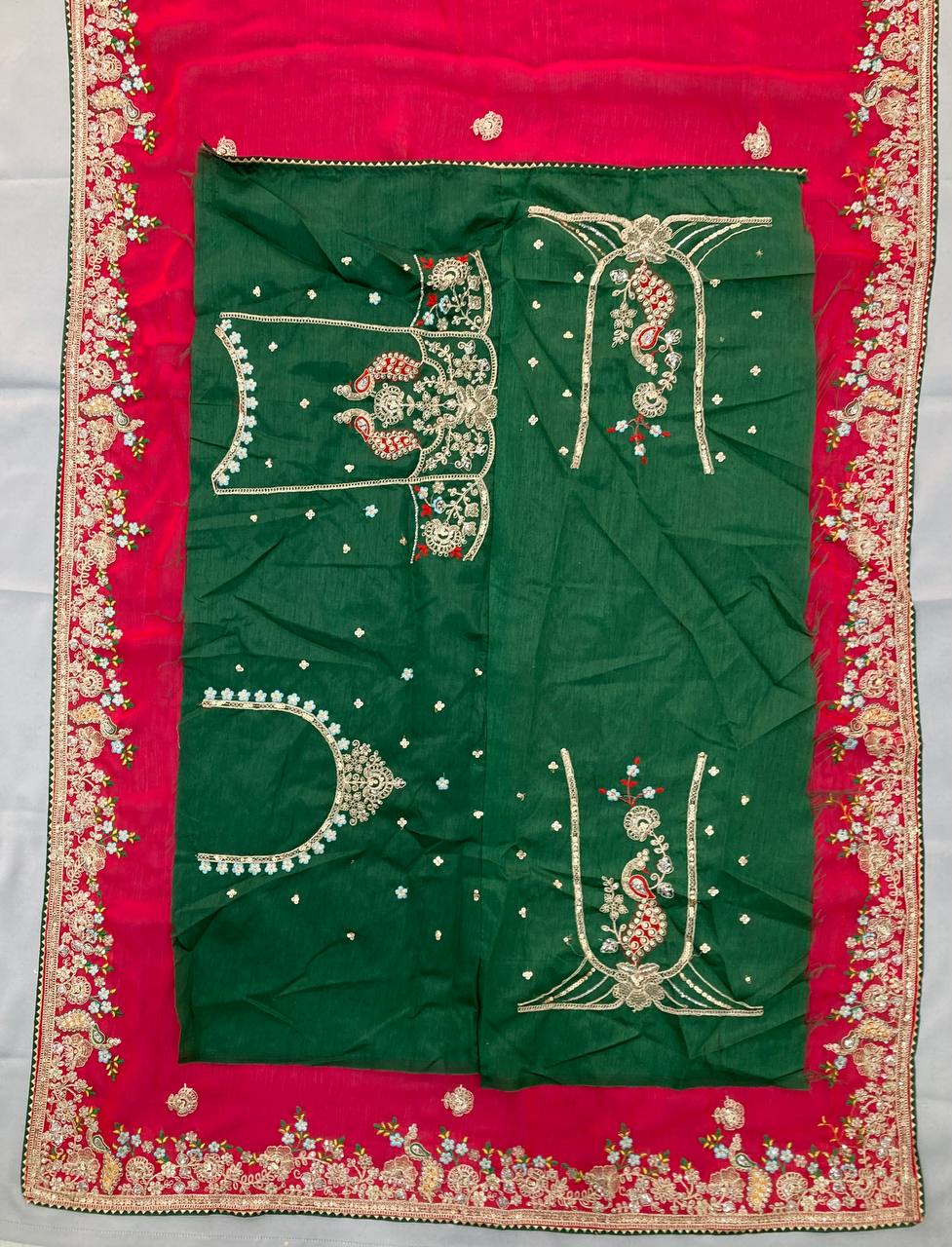 Premium Embroidered Saree for Wedding in Fendy Chiffon Silk