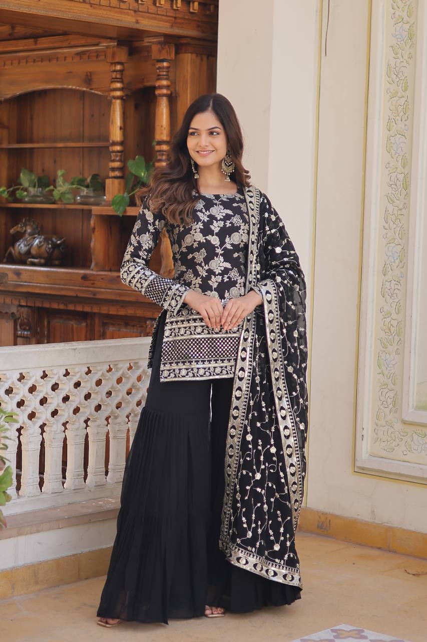 Premium Designer Readymade Top-gharara-dupatta