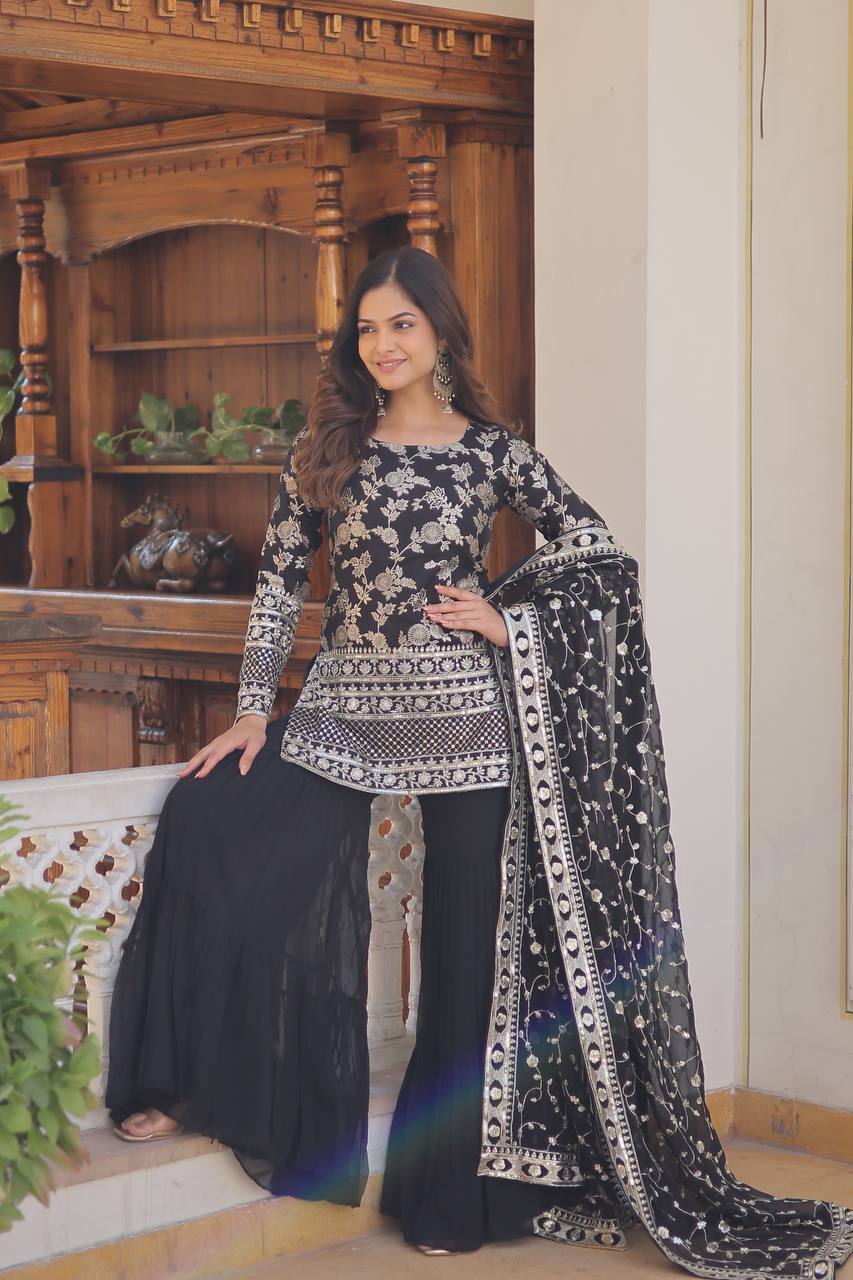 Premium Designer Readymade Top-gharara-dupatta