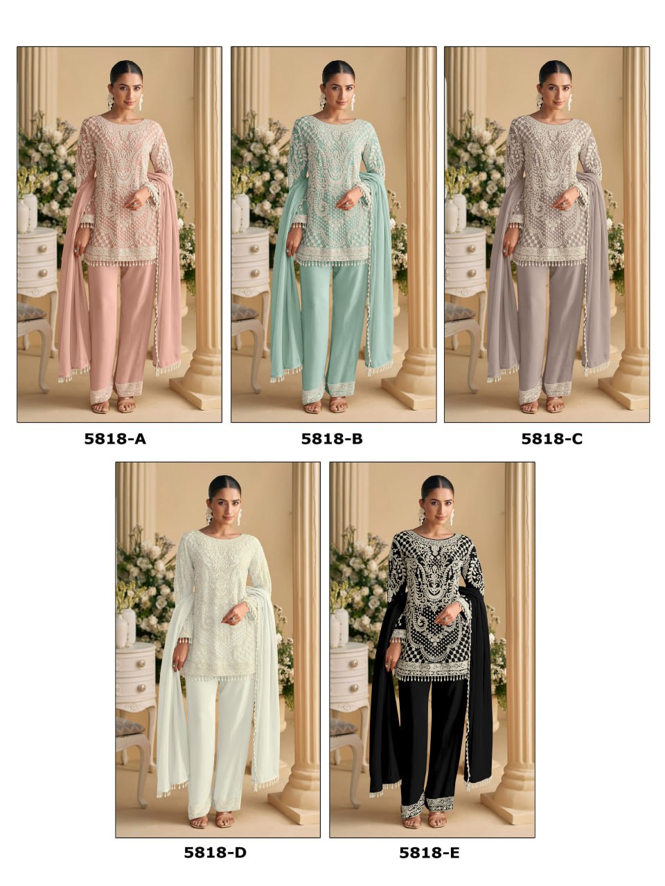 Mint Green Fox Georgette Heavy Embroidered Beads & 3mm Sequence Work Semi-Stitched Suit Set