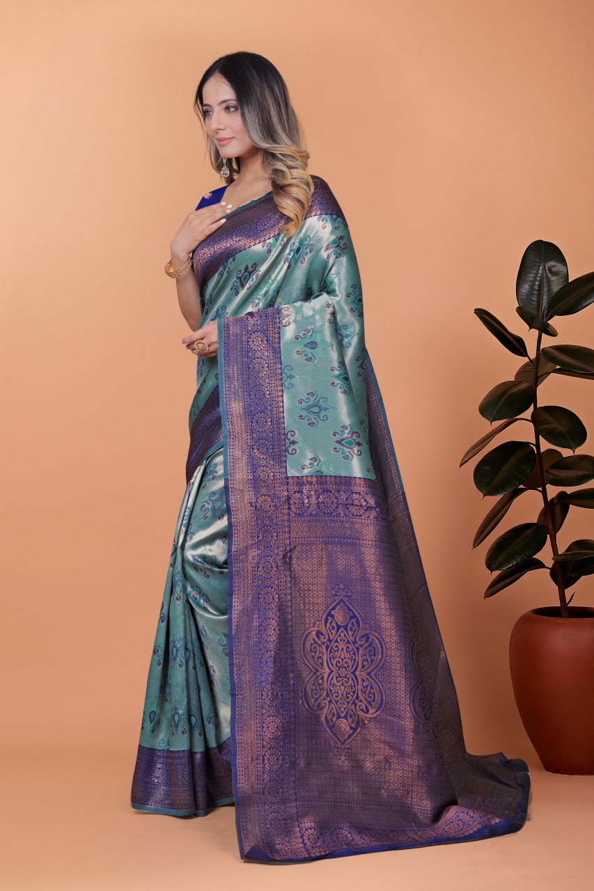 Emerald Twilight Banarasi Silk Saree