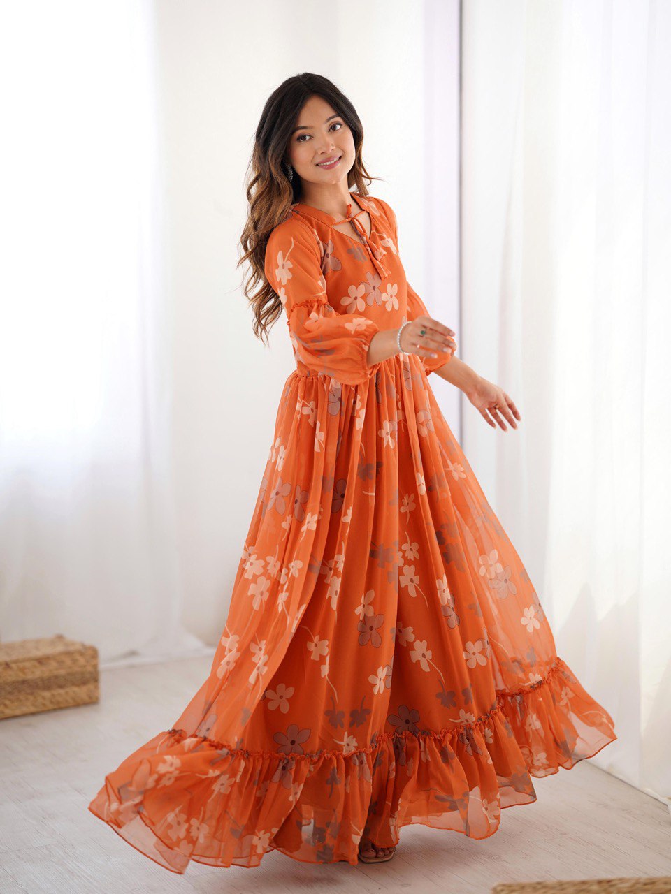 Marigold Muse Orange Floral Gown