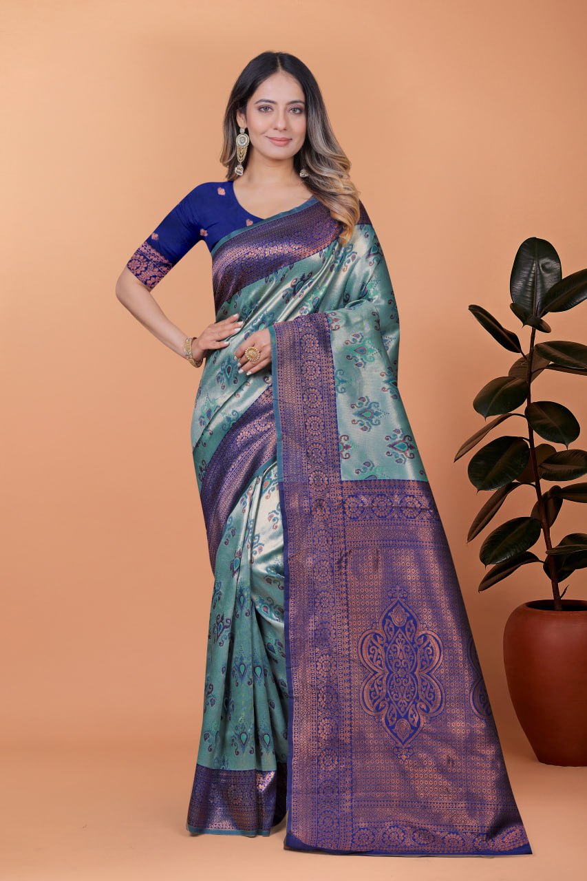 Emerald Twilight Banarasi Silk Saree