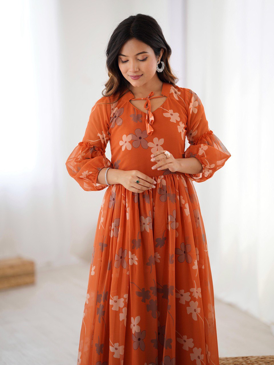 Marigold Muse Orange Floral Gown