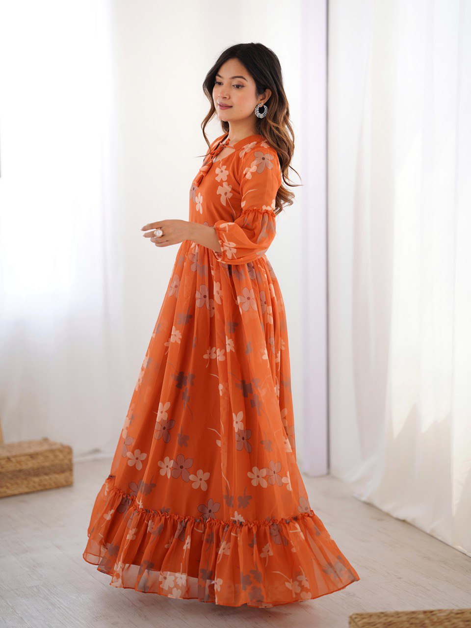 Marigold Muse Orange Floral Gown